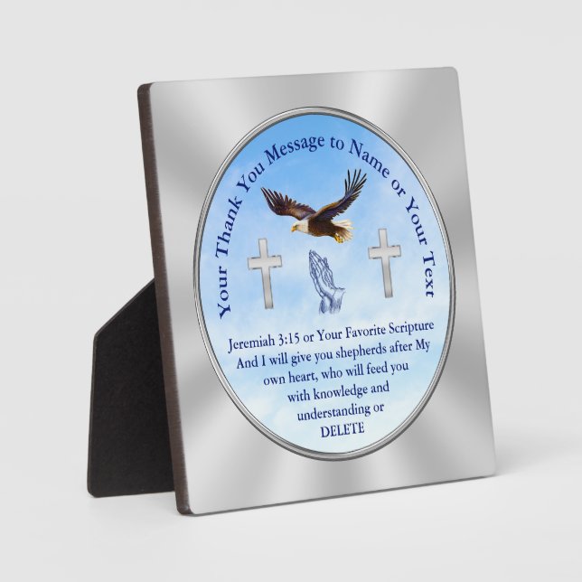 Plaque Photo Merci Cadeau pour Pasteur, Amis, Famille, Bible (Recto)