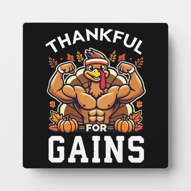 Plaque Photo Merci pour les gains - Drôle Gym Thanksgiving (Devant)