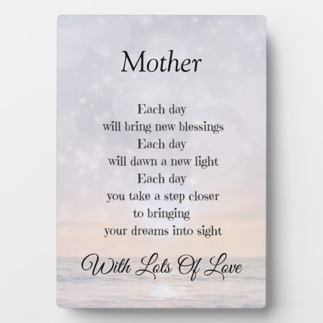 Plaque Photo Mère Amour et encouragement Poème Art design (Devant)