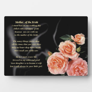 Plaque Photo Mère du poème de mariée - Fleurs roses
