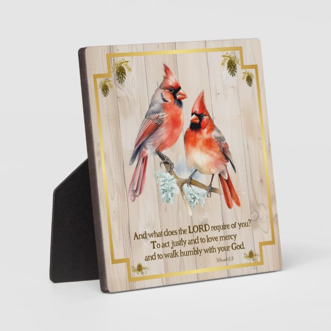 Plaque Photo Micah 6:8 - Song Bird with Cardinals (Recto)