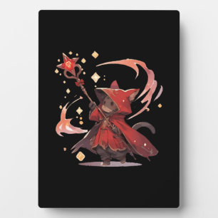 Plaque Photo Mignon Héros Chat Mage Rouge