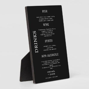 Plaque Photo Mini Script Bold Mariage Bar Boissons Noir