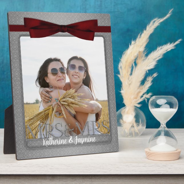 Plaque Photo Mme & Mme Lesbian Gay Silver Photo Mariage (Côté)