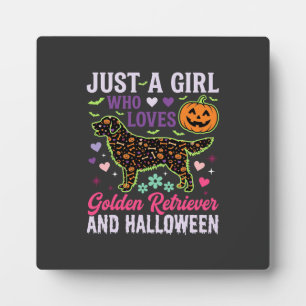 Plaque Photo Modèle de chien citrouille fille Halloween Golden