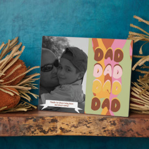 Plaque Photo Moderne Fête des Pères Motif Rétro Message Papa Ph