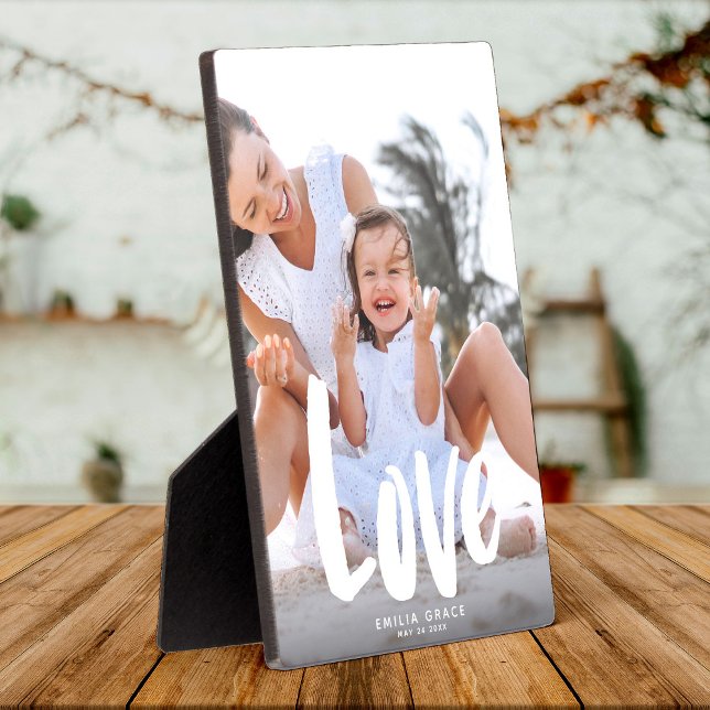 Plaque Photo Moderne Love Calligraphie Famille Photo Keepsaké (Créateur téléchargé)
