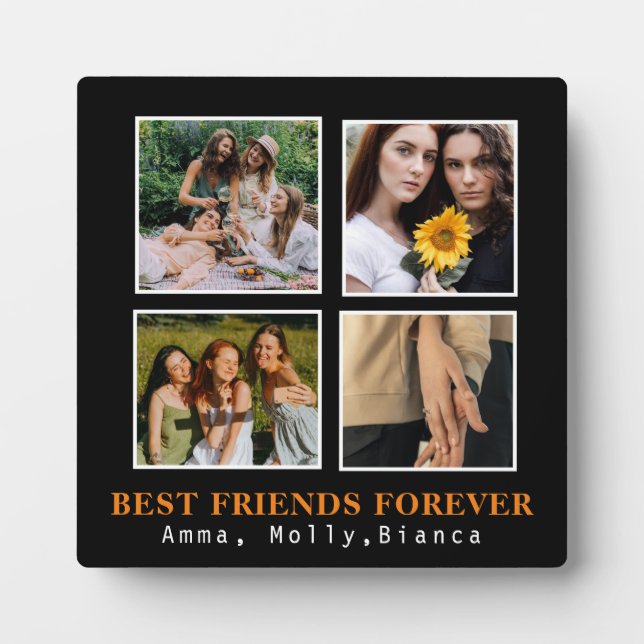 Plaque Photo Moderne Meilleurs Amis Pour Toujours Collage Photo (Devant)
