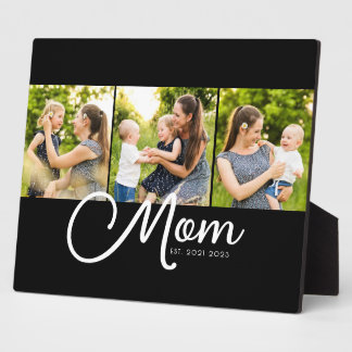 Plaque Photo Mom Established Elegant Script Black 3 Photo