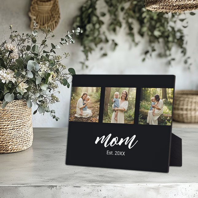 Plaque Photo Mom Established Modern Script 3 Photo (Créateur téléchargé)