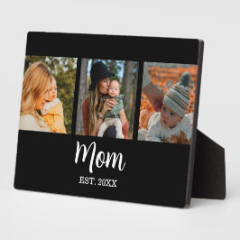 Plaque Photo Mom Established Modern Script Black 3 Photo