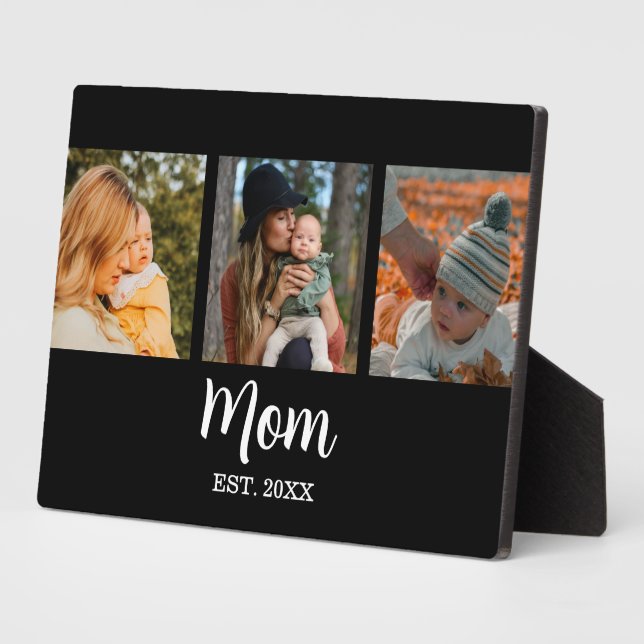 Plaque Photo Mom Established Modern Script Black 3 Photo (Côté)