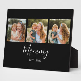 Plaque Photo Mom Established Modern Script Black 3 Photo