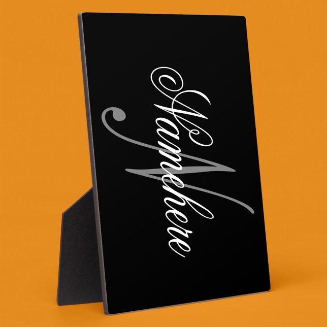 Plaque Photo Monogramme de nom noir et blanc personnalisé uniqu (Créateur téléchargé)