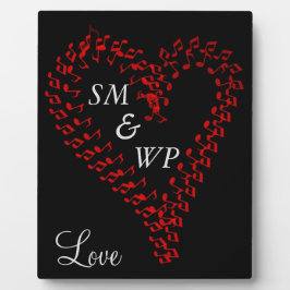 Plaque Photo Monogramme de Red Heart Couple