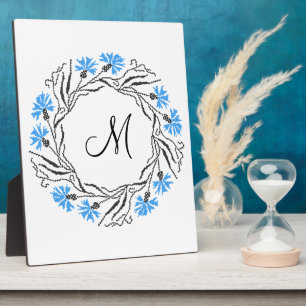 Plaque Photo Monogramme initial du cercle de Cornflower de poin