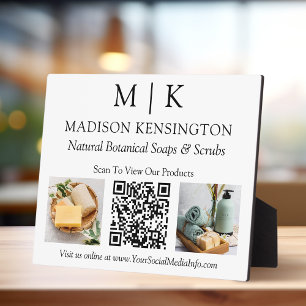 Plaque Photo Monogramme ou ajouter un logo Business QR Code 2 P