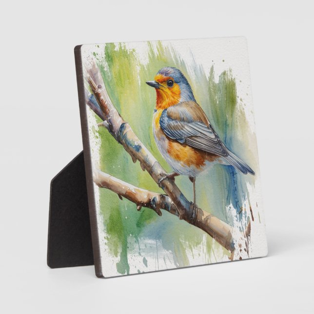 Plaque Photo Morning Song robin peinture d'oiseaux (Recto)