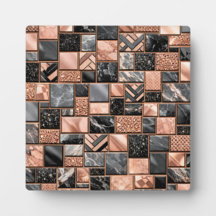 Plaque Photo Mosaïque Marbre Noir Or Rose