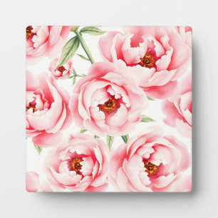 Plaque Photo Motif aquarelle de pivoines roses en fleurs