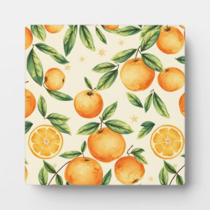 Plaque Photo Motif Citron Oranges Aquarelle
