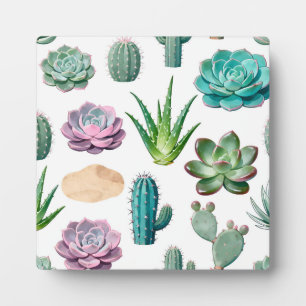 Plaque Photo Motif de cactus succulent à l'aquarelle