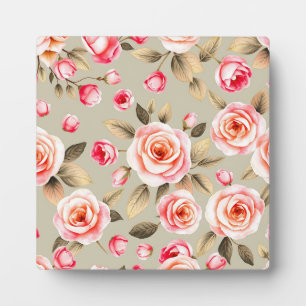 Plaque Photo Motif floral de rose rose romantique