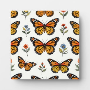 Plaque Photo Motif floral papillon monarque