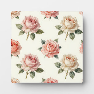 Plaque Photo Motif floral vintage rose rose poudrée