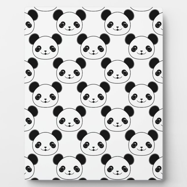 Plaque Photo Motif Kawaii Panda En Noir Et Blanc (Devant)