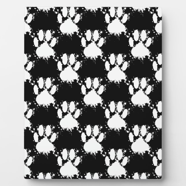 Plaque Photo Motif Paw Chien Blanc Avec Paint Splatter (Devant)