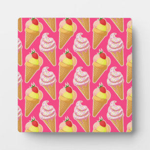 Plaque Photo Motif rose Kawaii avec crème glacée aux fraises