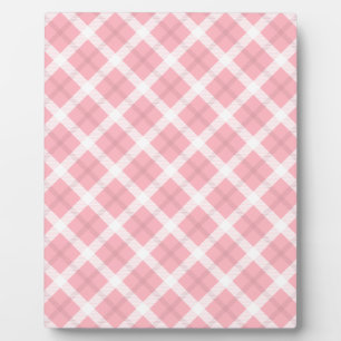 Plaque Photo Motif Tartan Rose Et Blanc