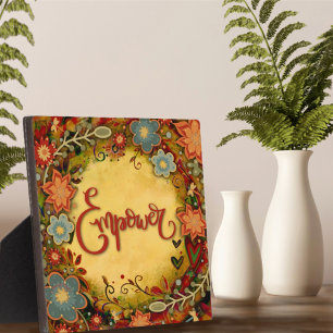 Plaque Photo Motivationnel Floral Jaune Empower Inspirivity
