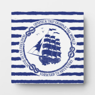 Plaque Photo Nautical Emblem With Sailing Ship