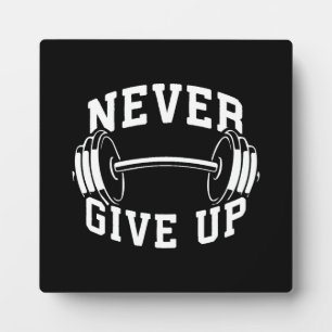Plaque Photo Ne jamais abandonner - Dumbbell - entraînement Gym