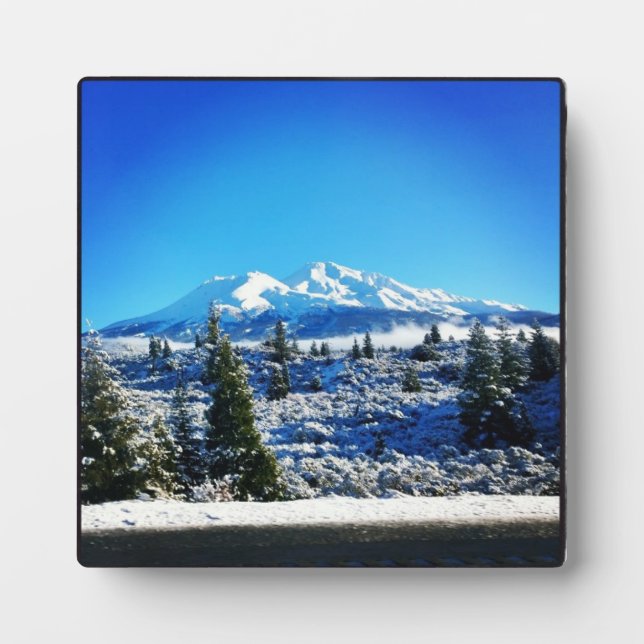Plaque Photo Neige d'hiver à Mount Shasta, CA (Devant)