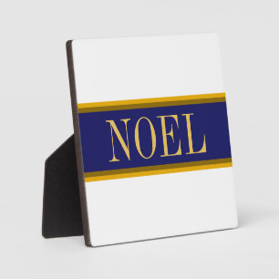 Plaque Photo NOEL NOEL Rich Navy Blue Snowy White Stripes