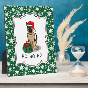 Plaque Photo Noël Santa Hat Allemand Berger Chien mignonne