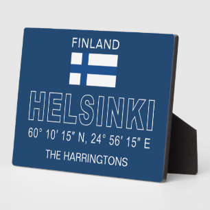 Plaque Photo Nom personnalisé Coordonnées d'Helsinki