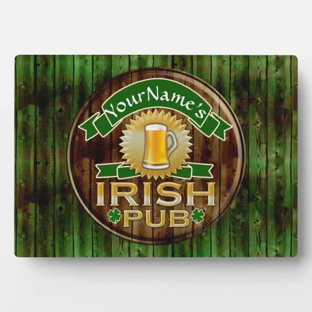 Plaque Photo Nom personnalisé Irish Pub Signer la Saint Patrick (Devant)