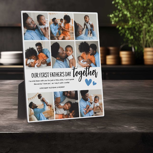 Plaque Photo Notre 1ère Fête des pères Ensemble ! Collage de ph (Créateur téléchargé)