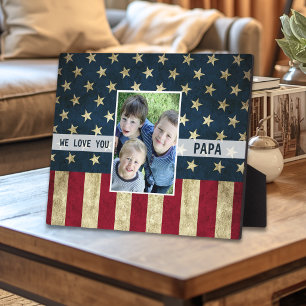 Plaque Photo Nous vous aimons Papa Militaire Drapeau Américain