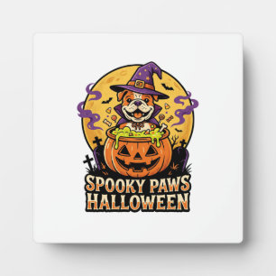 Plaque Photo Nuit de citrouille bouledogue Halloween