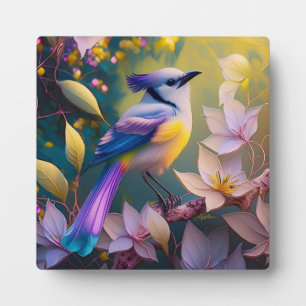 Plaque Photo Oiseau à poitrine jaune violet