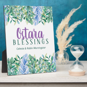 Plaque Photo Ostara Spring Equinox Feuillage & plumes Pagan