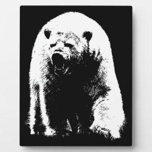 Plaque Photo Ours polaire noir et blanc Pop Art