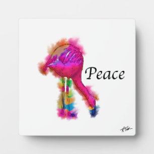 Plaque Photo Paix : Flamant Abstrait Cou Contre Terre