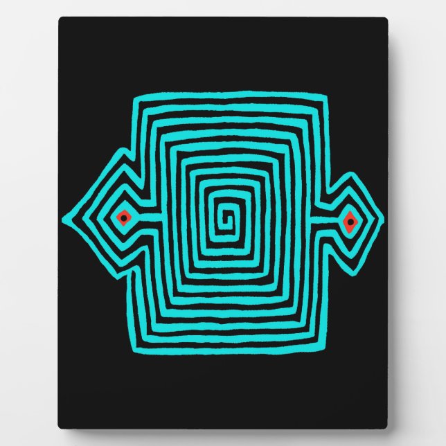 Plaque Photo Panama Mola Tortoise - Noir bleu (Devant)