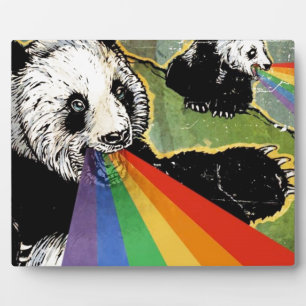 Plaque Photo panda arc-en-ciel